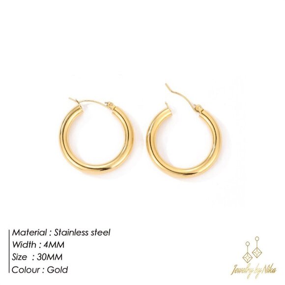 14k Yellow Gold Hoop Earrings | Circular Luxury Archive NEW 14K Yellow Gold Circlarity Round Hoop Boho Statement Luxury Earrings